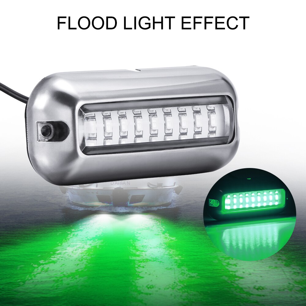Universel 50W 12V DC blanc/bleu/vert 27 Marine LED en acier inoxydable sous-marin ponton étanche bateau tableau arrière IP68