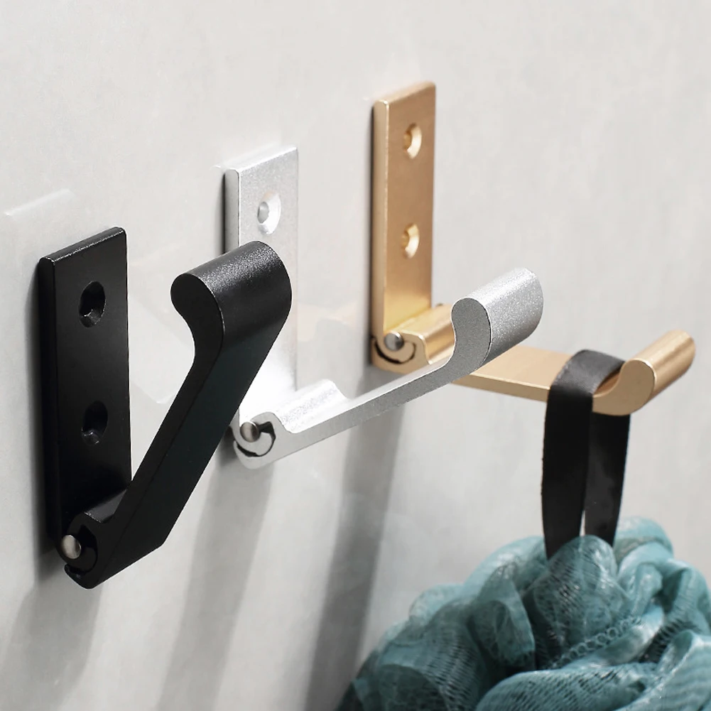 Gancho plegable de aleación de aluminio para pared, gancho oculto para bata, abrigo, baño, cocina, toalla con tornillos, 1 Juego
