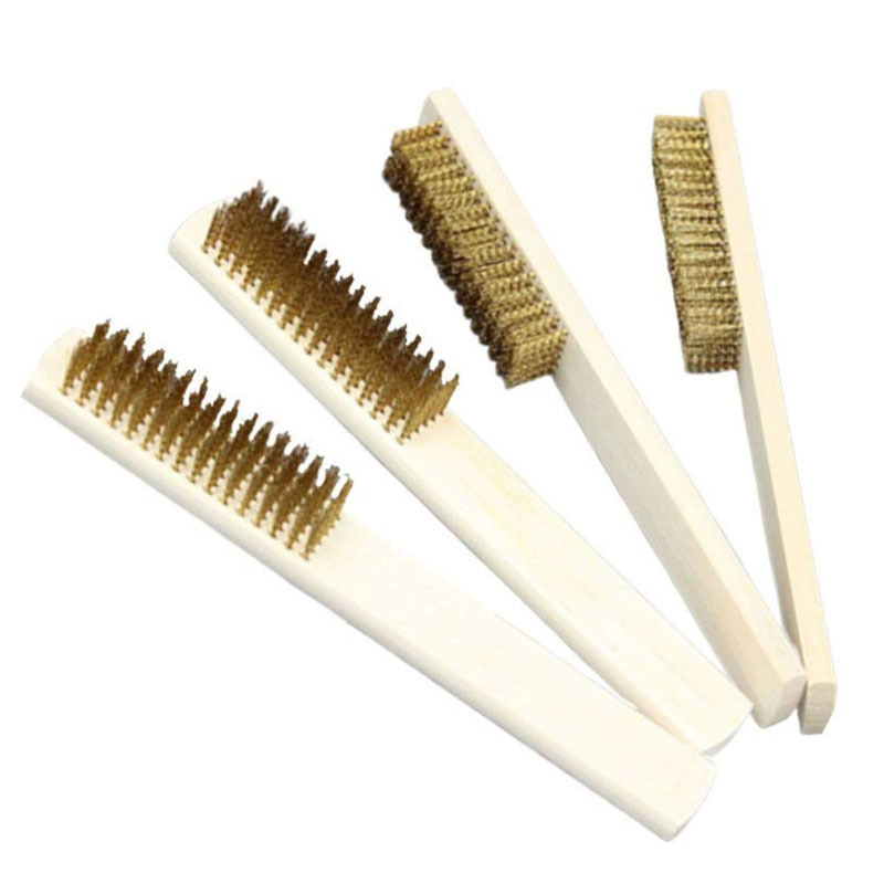 Durable Beech Handle Brass Wire Brush Copper Brush for Industrial Equipment Surface / Interior Polished Grinding Clean