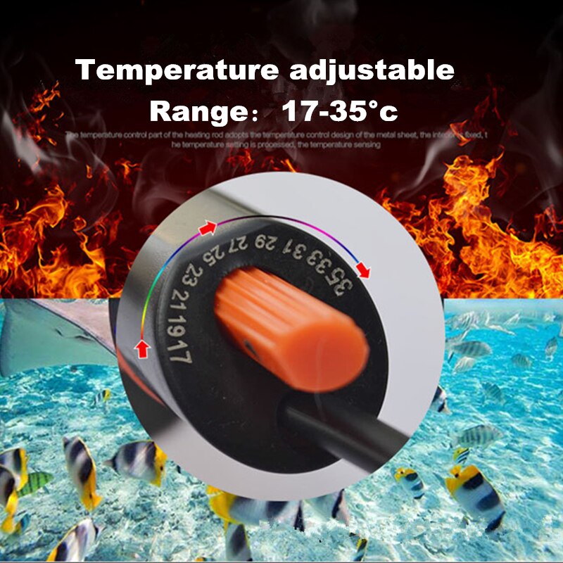 50~500W Aquarium Heater Submersible Stainless Steel Adjustable Fish Tank Heating Rod Control Temperature Power Saving Heater