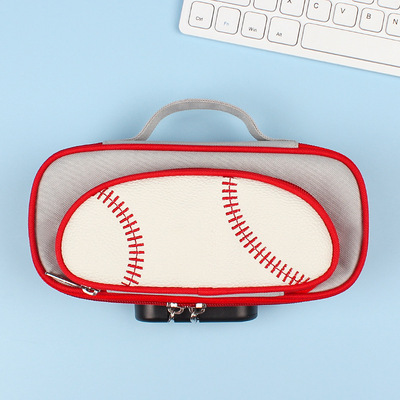 Trousse à crayons grande capacité pour garçons, étui à crayons de grande capacité, porte-stylo de basket-ball, boîte de papeterie, serrure à code, sac de rangement pour l&#39;école, le bureau et la maison: password-baseball-