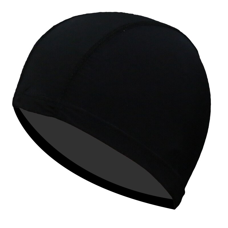 Unisex gorras tela de Nylon proteger las orejas Pelo Largo deportes gorro de piscina tapa deportivo ultrafino gorros de baño para hombres y mujeres: Black