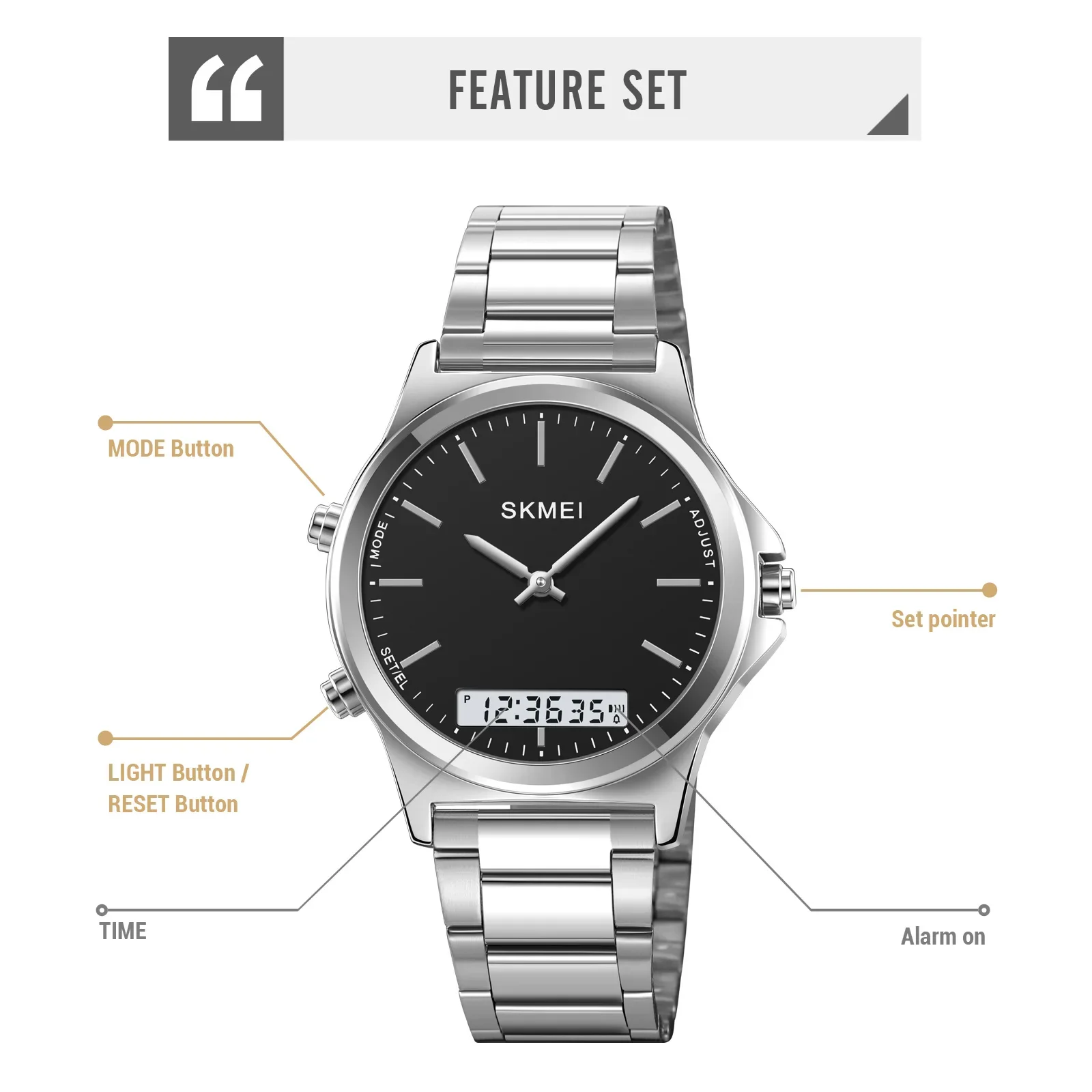 Reloj SKMEI 2120 reloj hombre 3 tiempo pantalla de luz trasera reloj cronógrafo Digital relojes deportivos relojes de pulsera con alarma impermeables para hombre