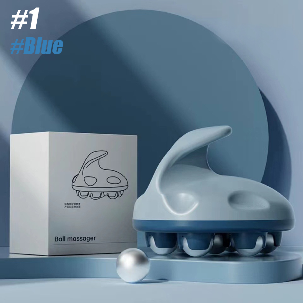 Massaggiatore a rullo manuale per massaggio anticellulite, sfera per massaggio dei tessuti profondi per schiena, collo, piedi, spalle, con 7 rulli metallici a 360 gradi: marrone