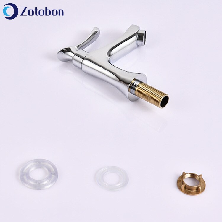 ZOTOBON Bathroom Deck Mounted Faucet Stainless Steel Faucet Bathroom Basin Sink Faucets Cold Mixer Taps Single Hole H225