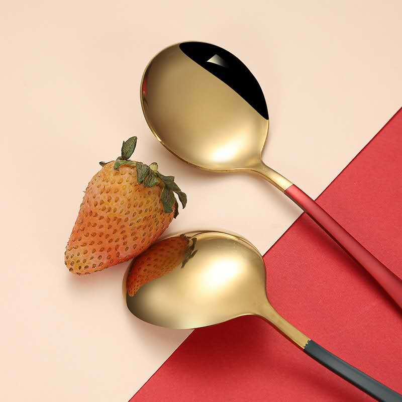 Stainless Steel Spoon Round Head Spoon Japanese Korean Coffee Spoon Household Cake Dessert Spoon