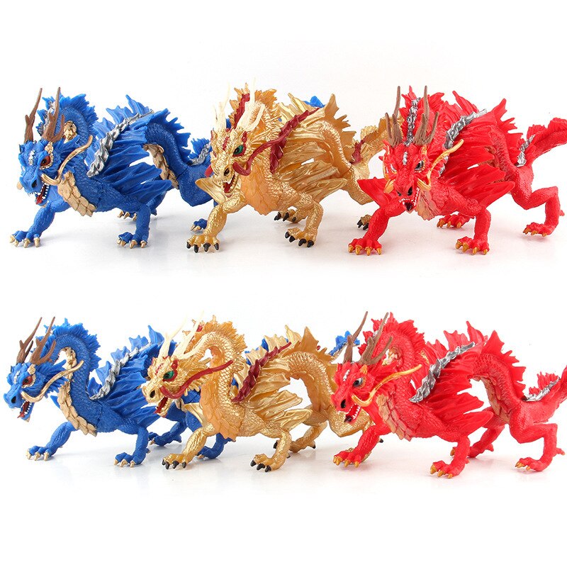 Børn model kinesisk stjernetegn dekoration legetøj kina myte legende orientalsk drage dyremodel jinlong rød drage blå drage