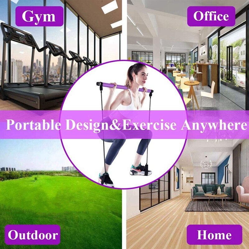 Pilates Bar Kit with Resistance Bands Foot Loop Yoga Pilates Exercise Stick for Home Gym Workout Pilates