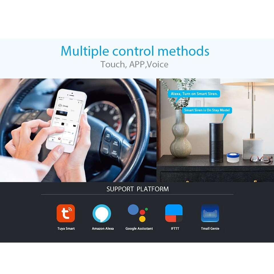 Smart Wifi Security alarm siren system Smart life app alexa Google Home