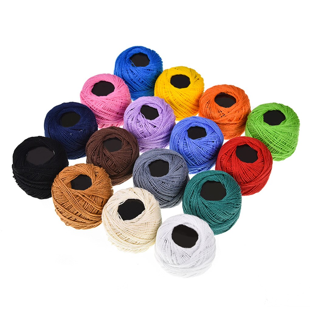 16 Colors/Set Crochet Cotton Yarn Balls Cross Stitch Needlepoint Hand Embroidery Knitting Threads Mixed Colors Sewing Thread
