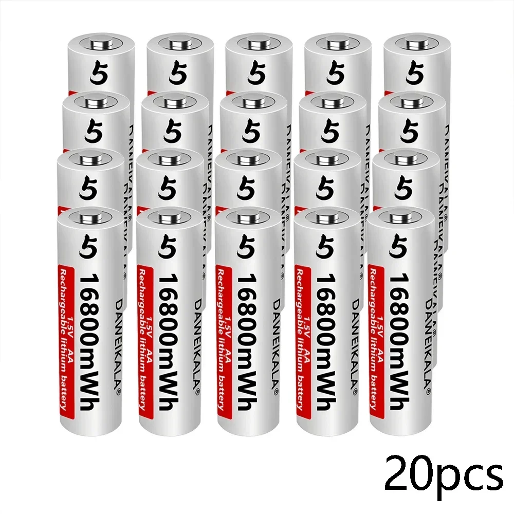 Batería AA de iones de litio de 1,5 V, baterías recargables AA de alta capacidad de 16800mWh para Control remoto, batería de juguete, carga rápida ligera: Plata