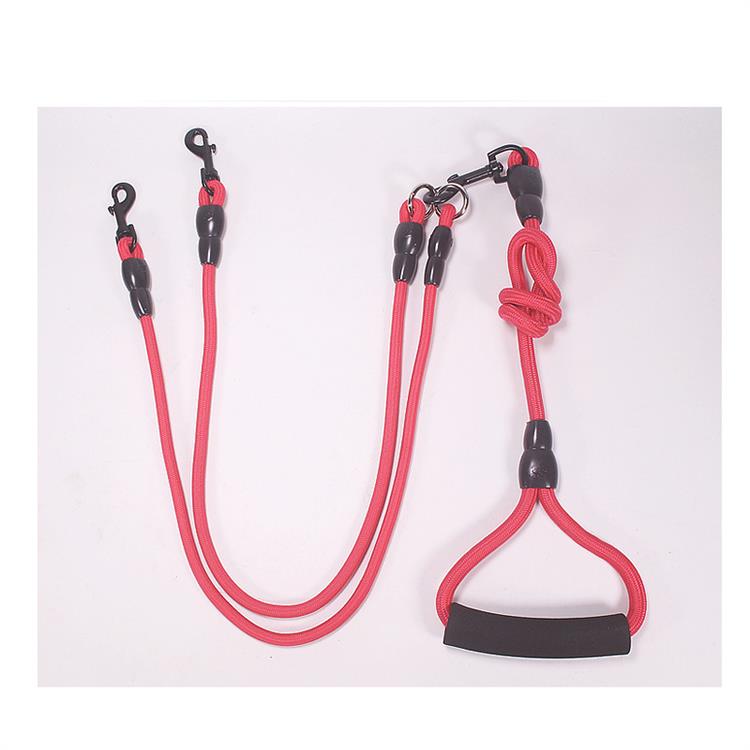 2/3/4 manier Koppelingen Pet Walking Leash Gevlochten Nylon Elastische Hond Kraag Riem Touw Dubbele Hoofd verstelbare Training Lead Harness: Red 2 Way / L