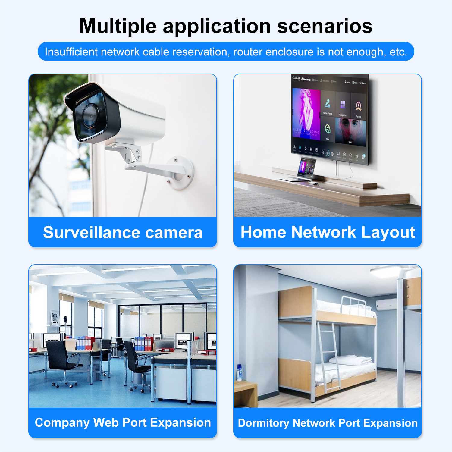 Natalink RJ45 Splitter 1 to 2/3/4 Ethernet Adapter Internet Network Cable Extender RJ45 Coupler for PC Laptop TV Box Router