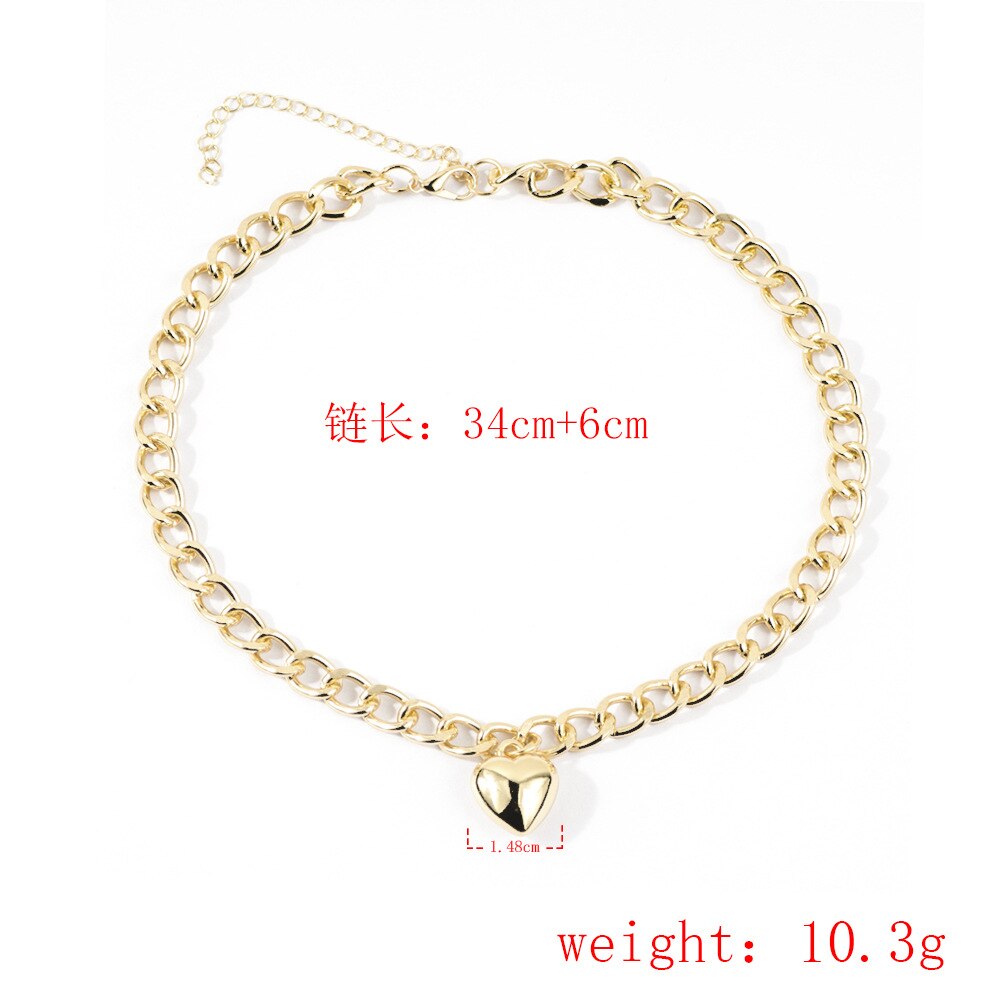 DIEZI Hip Hop Oro Placcato Argento Colore Collane Con Pendente del Cuore Della Catena Chunky Collana Del Choker Del Collare Per I Monili Delle Donne