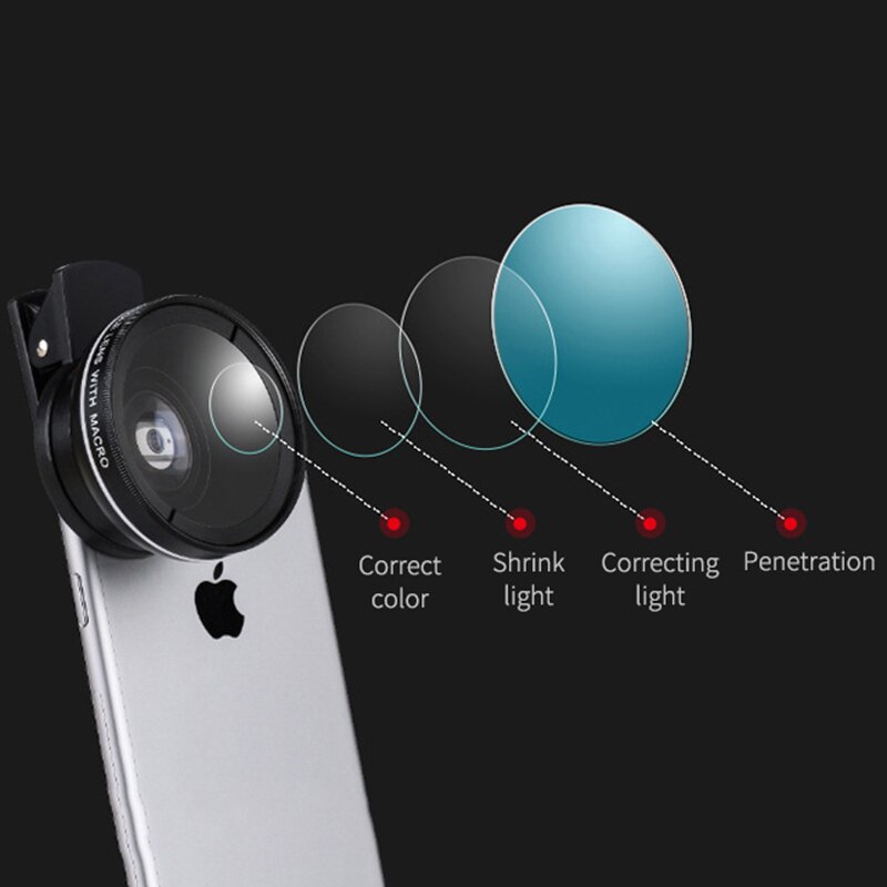 Phone Lens Kit 0.45X Wide Angle + 10X Macro Lens Clip-on Cellphone Camera Without Dark Corner For All Phone