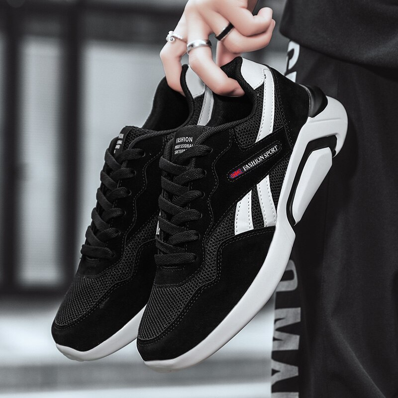 Men's Breathable Mesh Sneakers Spring Old Shoes Black/white Mens Shoes Casual Shoes for Men Low Lace-up Comfortable