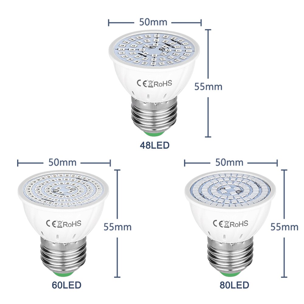 Full Spectrum Plant Grow Led Light Bulbs Lamp Lighting for Seeds Flower Greenhouse Veg Indoor Garden E27 Phyto Growbox
