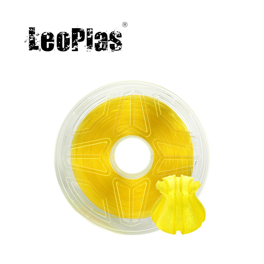 LeoPlas 1kg 1.75mm Transparent Translucent Clear Yellow PLA Filament For 3D Printer Consumable Printing Supply Plastic Material