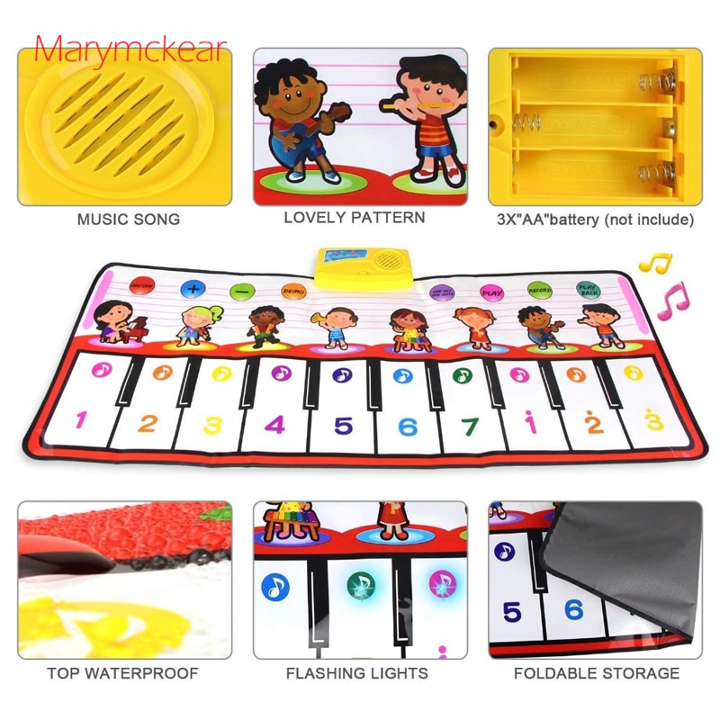 100x40cm Musical Mat 10 Keys Piano Toy 8 Musical Instruments Sounds Electronic Music Rug Children Piano Educational Toys