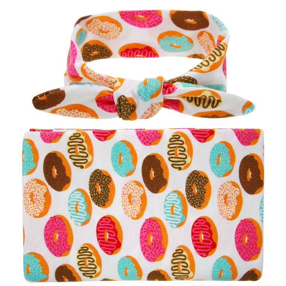 Bambini Coperta Del bambino del Cotone di Modo con la fascia Del bambino orecchie di coniglio avvolgere coperta carino floreale ciambella stampa Coperta GT006