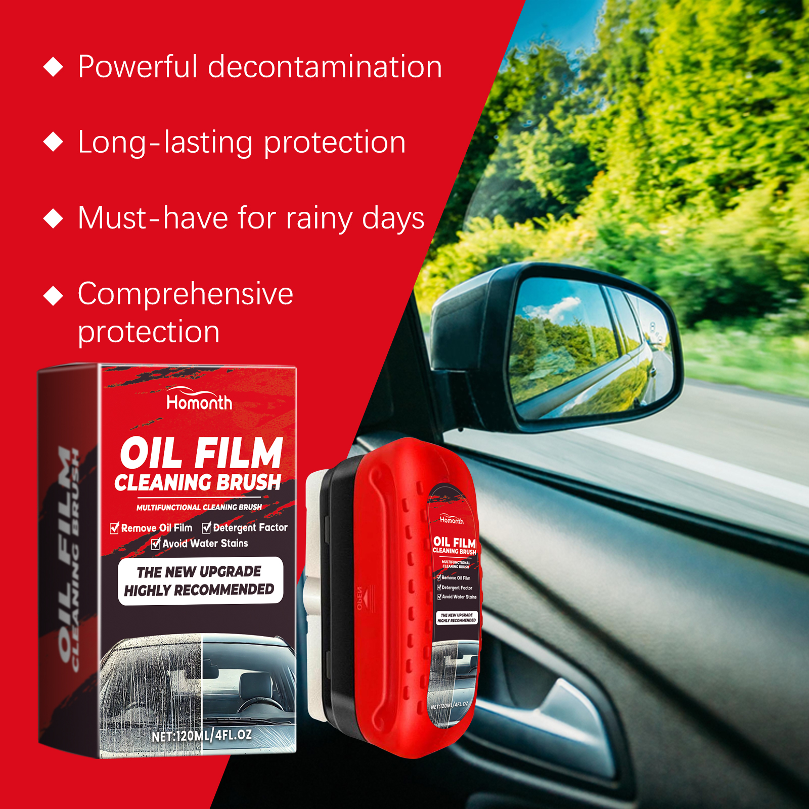 Automotive Car Oil Film Cleaning Brush Car Glass Oil Film Cleaner Windshield Cleaning Polishing Care Maintenance Brush
