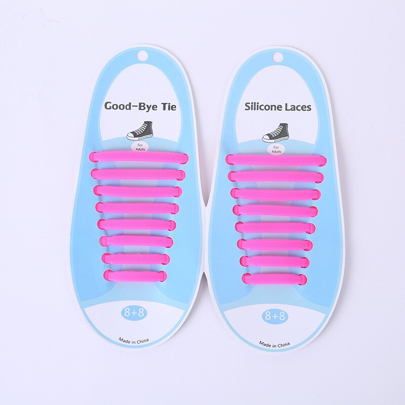 cordones elasticos zapatillas cordones zapatillas cordones elasticos cordones de calzado Cordones elásticos de silicona para zapatos para hombre y mujer, cordones especiales de goma, 13 colores, 16 unids/lote: Pink