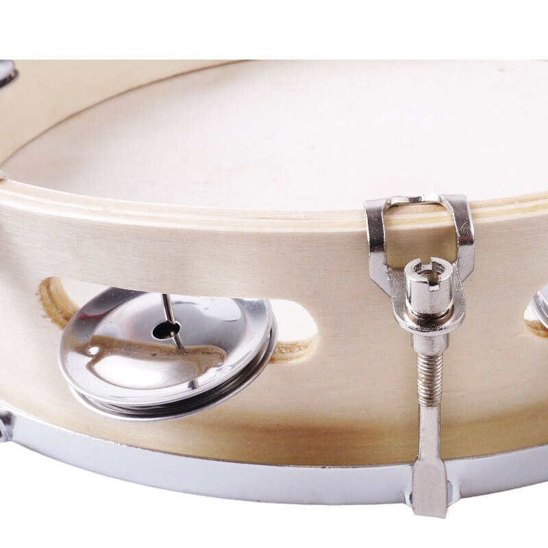 8"/10" Tambourine Capoeira Leather Drum Pandeiro Samba Brasil Wooden Tamborine Precussion Music Instrument For 150 D