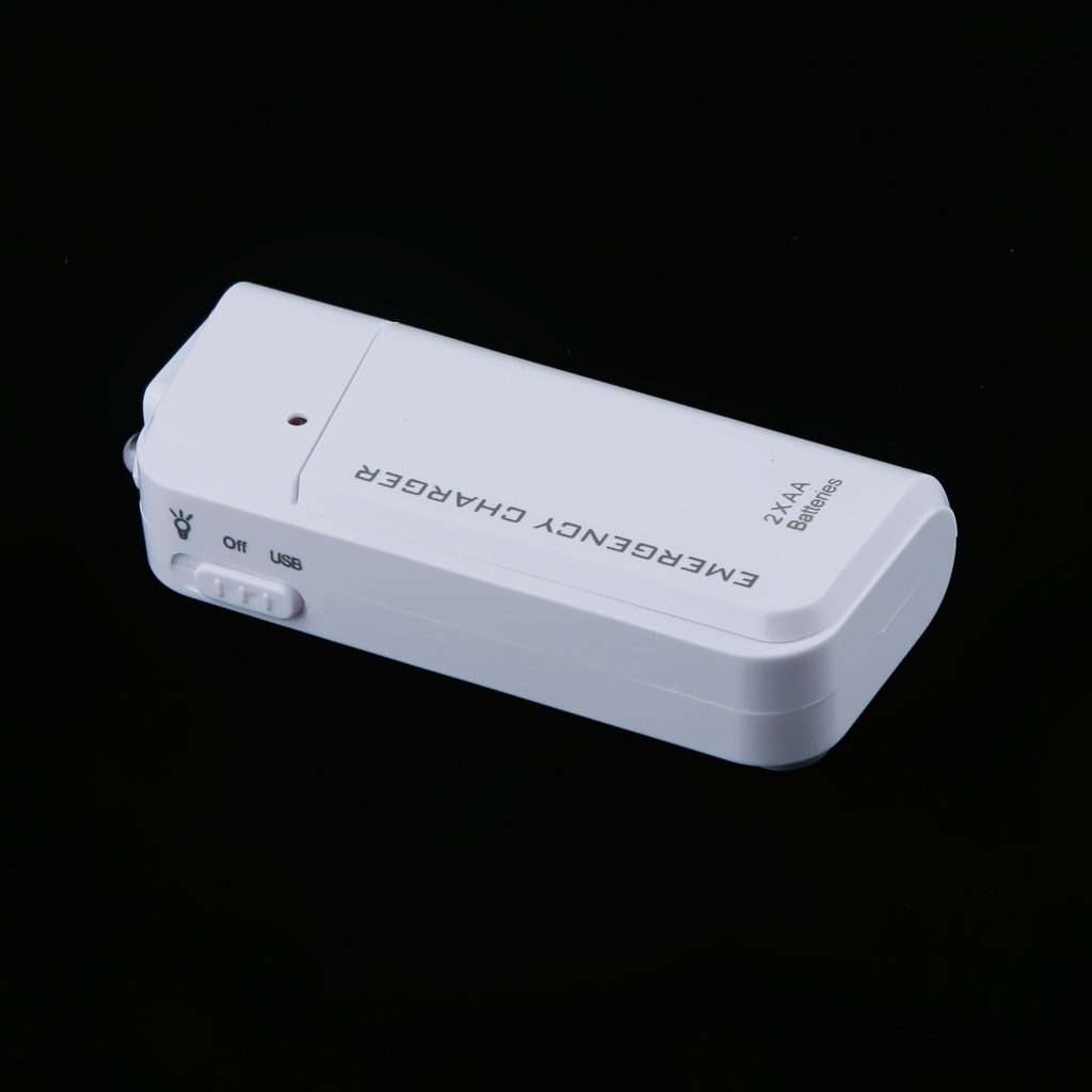 White Emergency Portable 2AA Battery Charger Case Universal for Mobile Phone