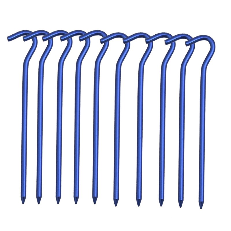 10 pz/set 18 centimetri In Lega di Alluminio Pioli Tenda Con Ganci Pali Da Giardino Chiodo A Terra Per Amaca di Campeggio Guyline Tenda Baldacchino Flysheet: Blu