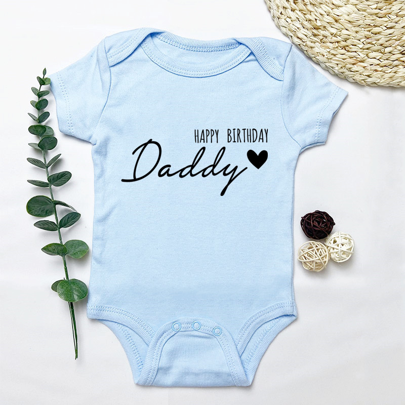 Gelukkige Verjaardag Daddy Letters Print Baby Bodysuit Baby Groeien Voor Baby Peuter Jongens Meisje 100% Katoen Romper Jumpsuit