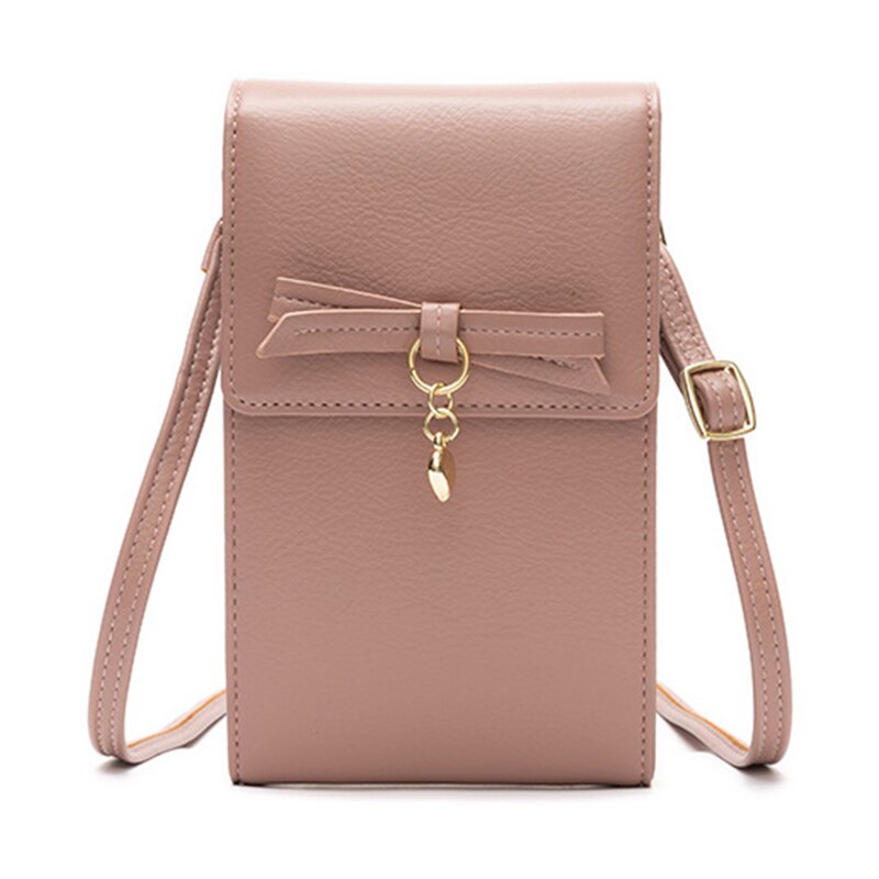 Kleine schoudertassen dames strik dames portemonnee pu leren crossbody tas dames telefoontasje dames: Donkerroze