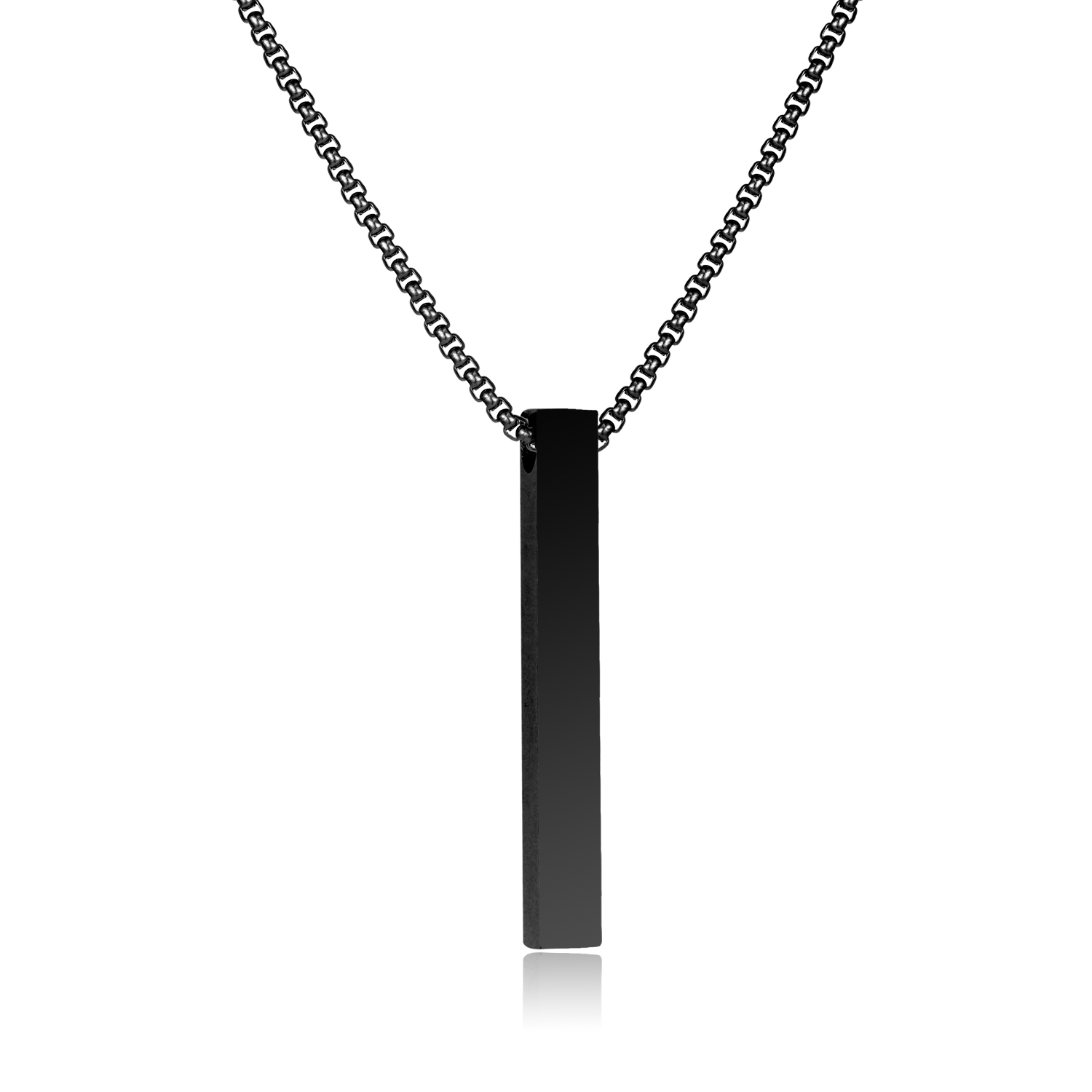 Collar con colgante de barra para hombre, cadena de acero inoxidable, Oro Negro, de joyería: black / 60cm