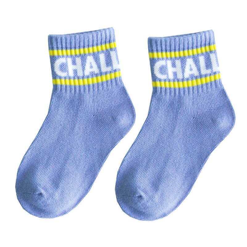 Chaussettes pour enfants 1 paire | Chaussettes en coton, multicolores, rayées avec des bandes parallèles et des lettres, pour garçons de 1 à 8 ans, sélection: 2 / 5-8 Year