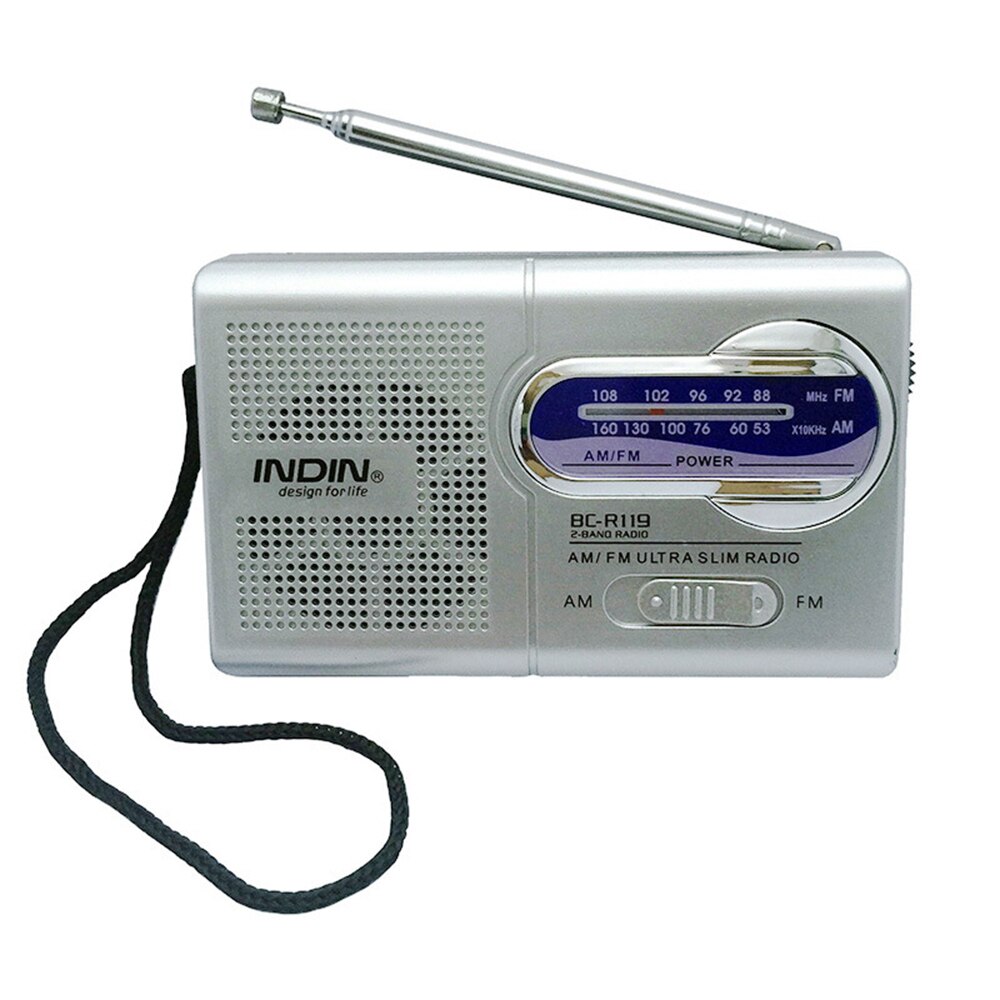 INDIN BC-R119 Portable Mini AM FM Radio Stereo Speakers Music Player Dual Band Receiver Channel 88-108MHz Antenna Audio Player