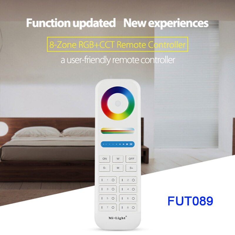 Miboxer 2.4G wireless Remote 8 Zone RGB+CCT LED Controller Wall mounted Touch Panel,5IN 1 smart LED Strip Controller Milight: FUT089