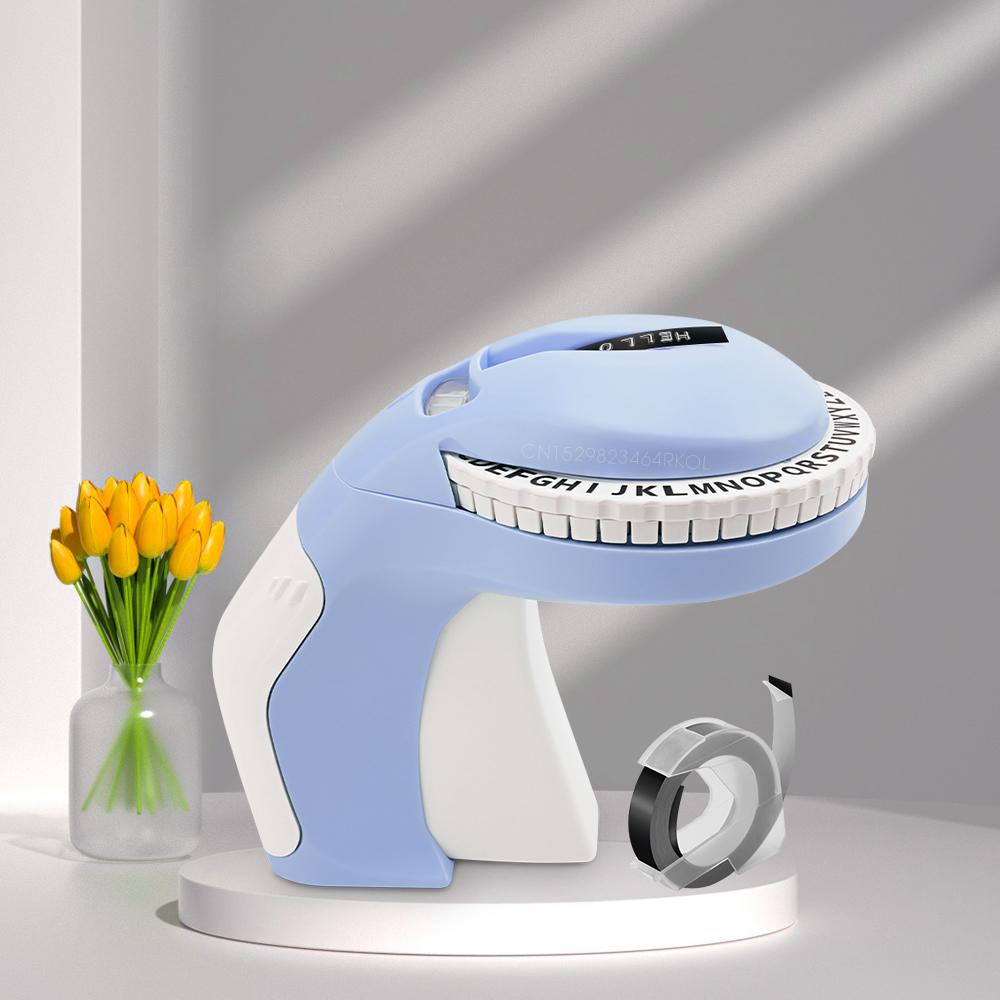3D Embossing Label Printer B90 Manual Typewriter Handheld 3D Embossing Labeller Similar as Dymo 12965 Label Maker or 5PK Labels