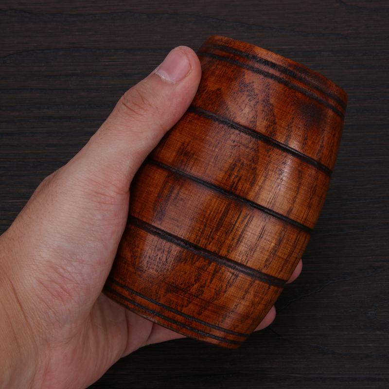 Taza de madera ecológica de gran barriga, vaso de cerveza tallado clásico de tres líneas, taza de madera clásica, accesorios de cocina y Bar