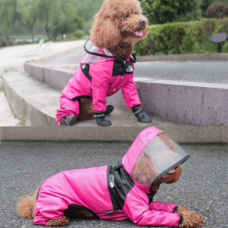 Pet Dog Waterproof Raincoat Jumpsuit Reflective Rain Coat Hooded Waterproof Jackets Small Dog Outdoor Clothes Pet Supplies