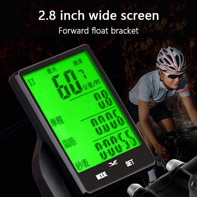 Impermeabile Ciclocomputer Wireless E Cablato 2.8 "MTB DELLA BICI Ciclismo Contachilometri Cronometro Tachimetro Orologio LED Digital Tasso