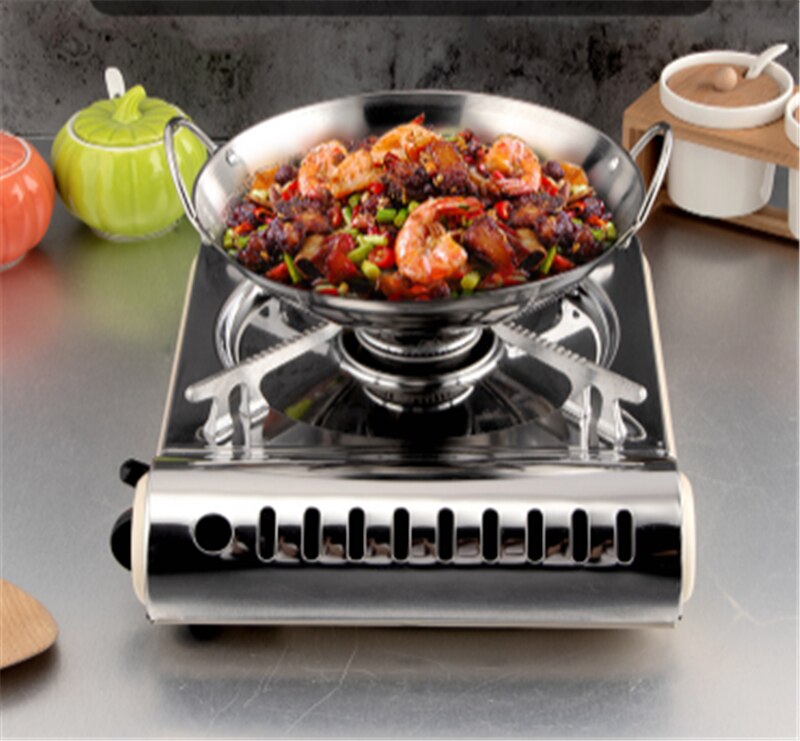 Stainless steel dry pot round bottom small pot thickened double ear non-stick pot bar tripod pot cooker hotpot pots and pans