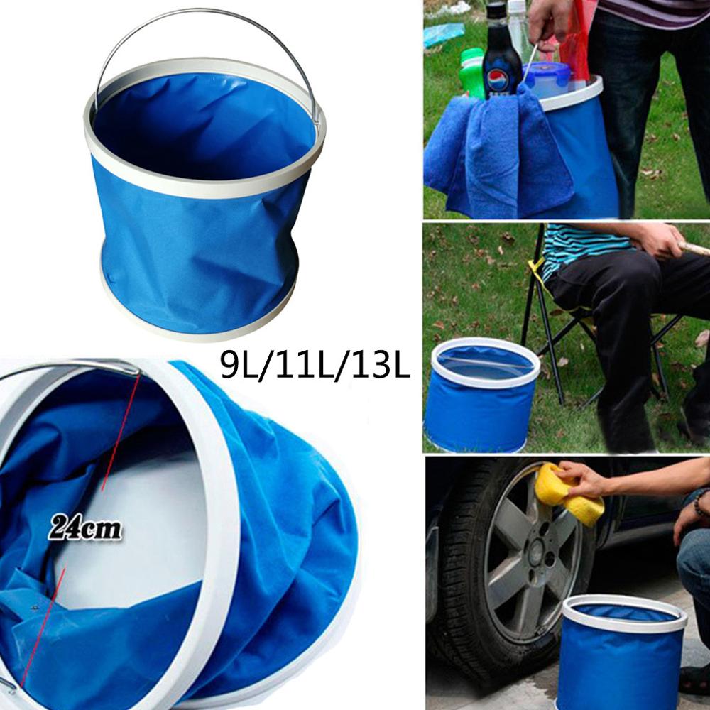 Waterproof Folding Bucket Is Convenient Wear Resistant Cleaning Supplies Blue Folding Storage PlasticH4