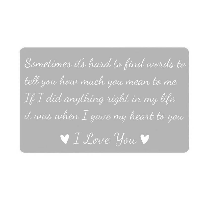 Mini Love Note Boyfriend Engraved Wallet Inserts Permanent Engraving Anniversary party favors for Husband Men