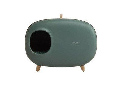 VOW Pets Pet Cat Litter Box Fully Enclosed Cat Poop Tray Cat Toilet Pet Supplies: Dark green