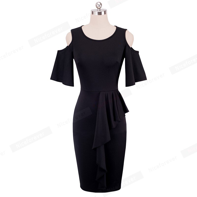 Dejlig for evigt sommer kvinder smarte afslappede kjoler med kolde skuldre bodycon med peplum fit slank kjole  b396