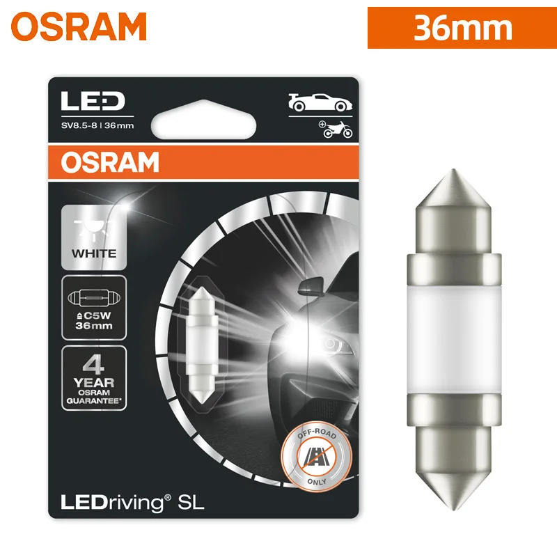 OSRAM LED Festoon 31mm 36mm 41mm C5W Fest LEDriving SL Advance Car 6000K lámpara de luz blanca puerta Interior leer bombilla para matrícula: BLANCO