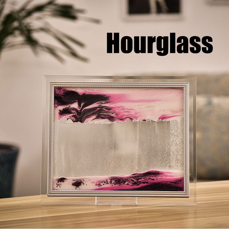 3D Dynamische Vloeiende Grit Zand Schilderij Transparante Glazen Frame Tekening Landschap SCVD889