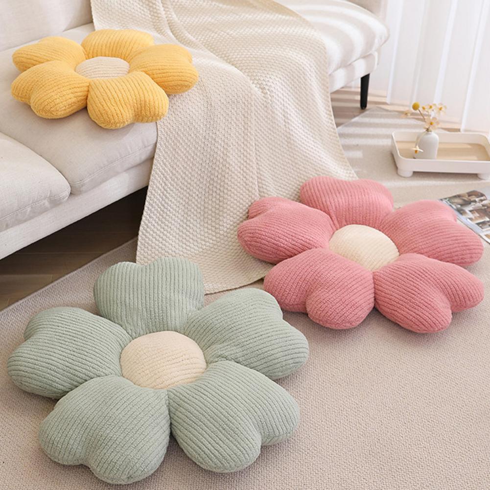 Coussin de fleurs en peluche à 5 pétales, décor de chambre Girly, oreiller tournesol, baie vitrée, réglage de fleurs roses, oreiller de siège de chambre d'enfants