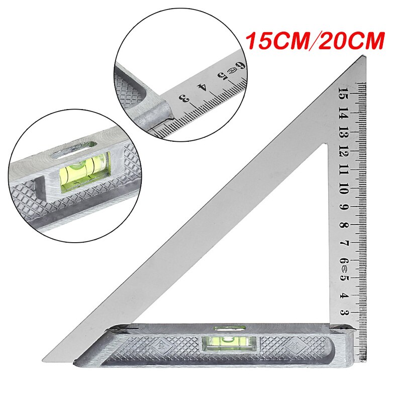 Warmmiki stål linjal trekant linjal horisontal kolonne 15cm/20 cmset firkantet sving linjal trebearbeiding trekant linjaler