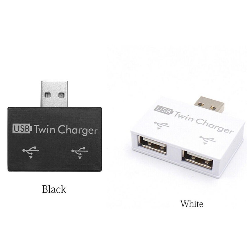 Portable Mini 2 Port USB Hub Charger Interface Splitter Hub Adapter Dual USB Charging Extender Cable for Phone Laptop Computer