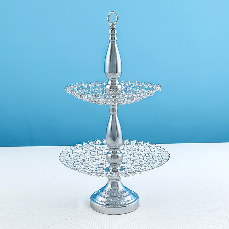 1pcs Silver color cake stand 2tier cupcake stand Fruits Desserts Dish Plates for Tea Birthday Party